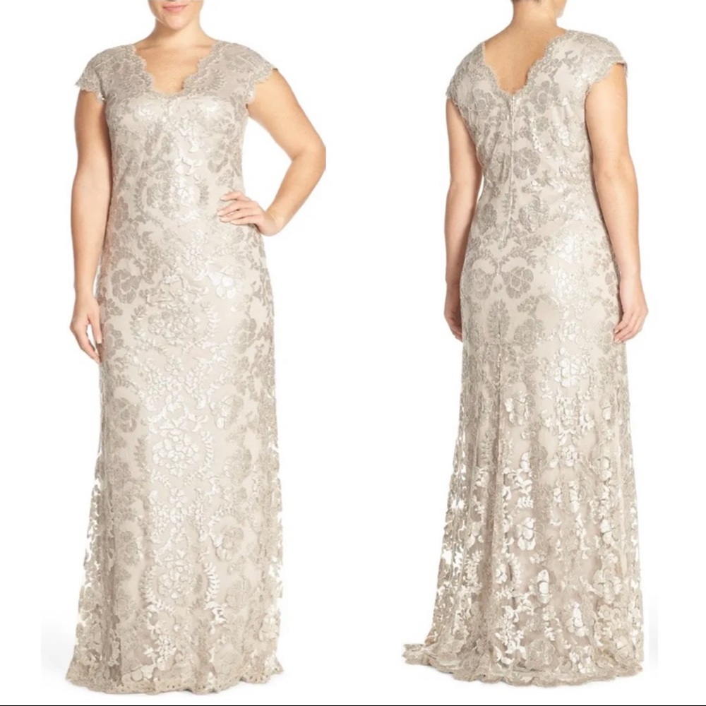 Tadashi Shoji Lace Gown in Cream